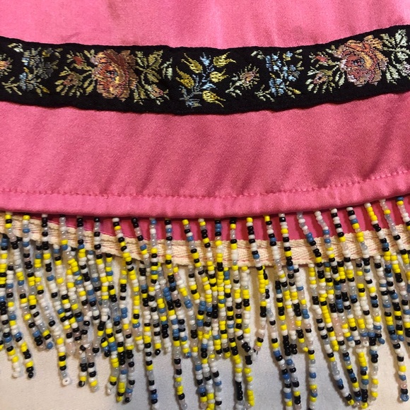 Poleci Vintage Pink Silk beaded skirt size 4 - Picture 4 of 6
